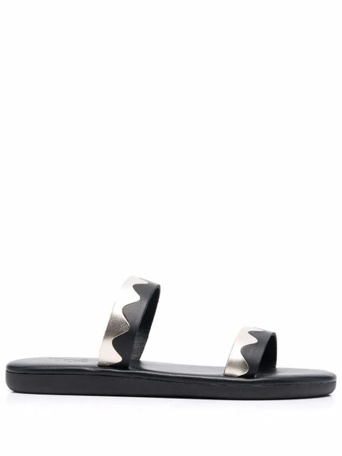 Ancient Greek Sandals Paralia zigzag-band leather sandals - Black - zdjęcie produktu nr 1