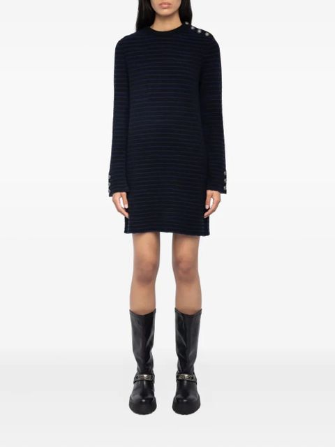 Zadig&Voltaire striped button-detailed mini dress - Black