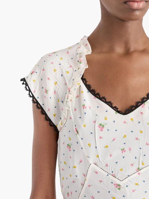 Prada floral-print pongé dress - White