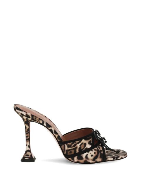 Amina Muaddi Eleonora leopard bow sandals - Neutrals - zdjęcie produktu nr 1