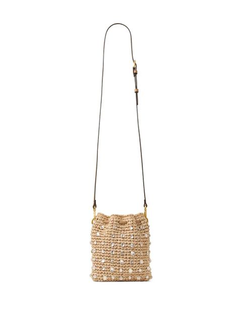 Jimmy Choo crystal-embellished bucket bag - Neutrals