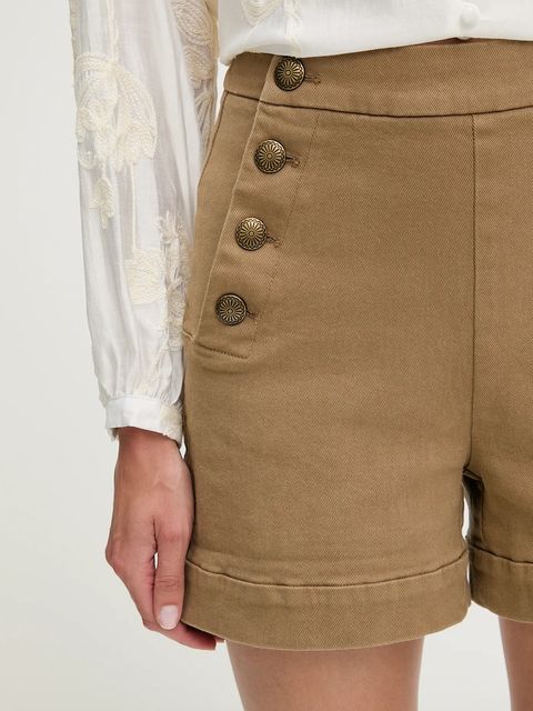 Answear.LAB szorty damskie kolor beżowy gładkie high waist