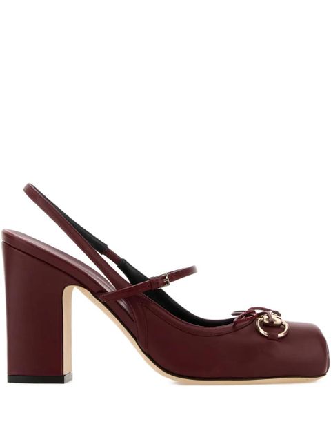 Gucci 95mm horsebit leather pumps - Red - zdjęcie produktu nr 1
