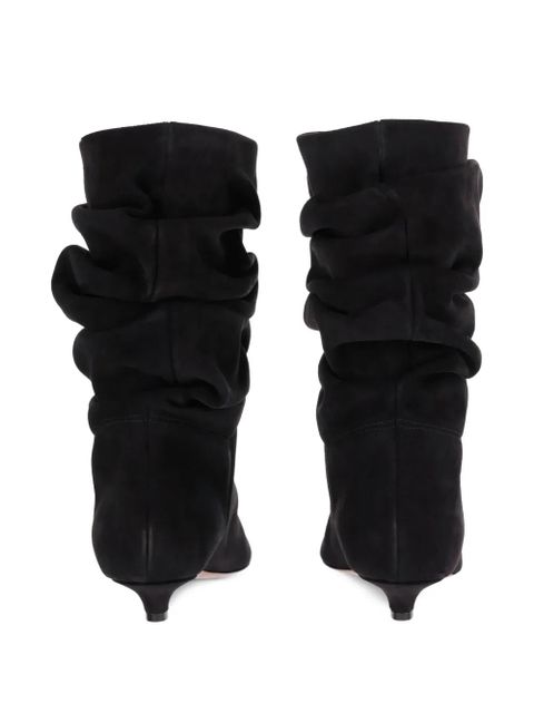 Amina Muaddi Jamie ruched ankle boots - Black