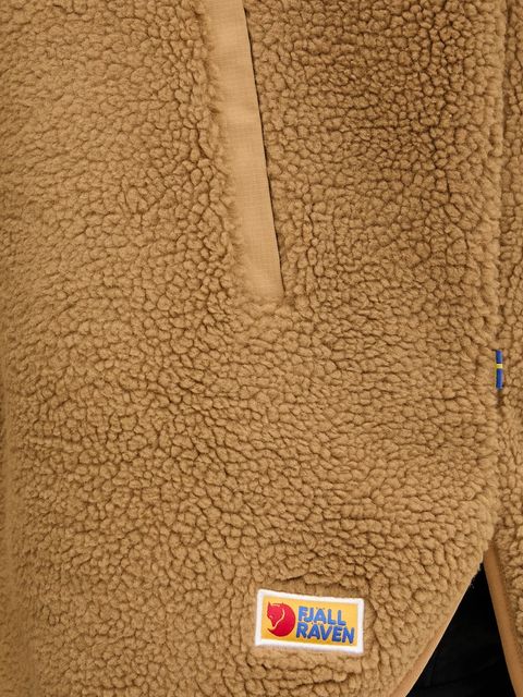 Fjallraven bluza Vardag Pile damska kolor brązowy z kapturem gładka F14600256-232