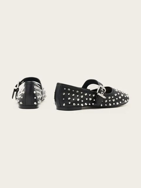 AllSaints baleriny skórzane Holly Stud Shoe kolor czarny W040FD - zdjęcie produktu nr 2