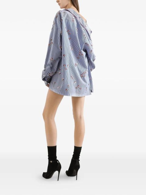 Dolce & Gabbana crystal flower-print cotton shorts - Blue