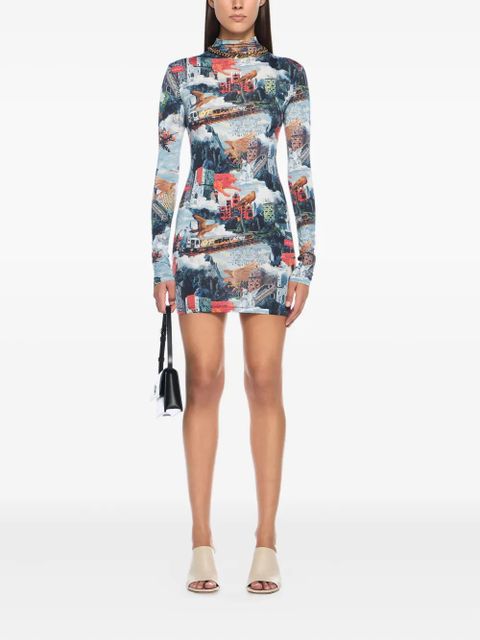 Off-White World Paint long-sleeve mini dress - Blue - zdjęcie produktu nr 1