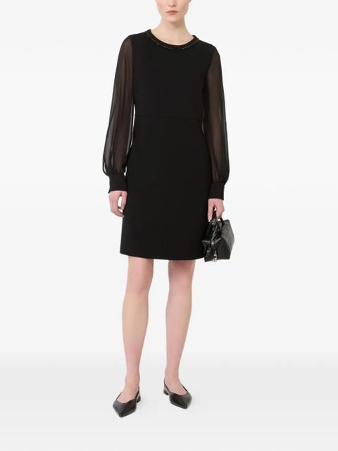 Max Mara Volto beaded-neck sheer-sleeve dress - Black - zdjęcie produktu nr 2