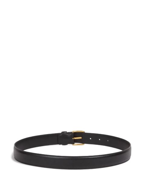The Row square buckle leather belt - Black