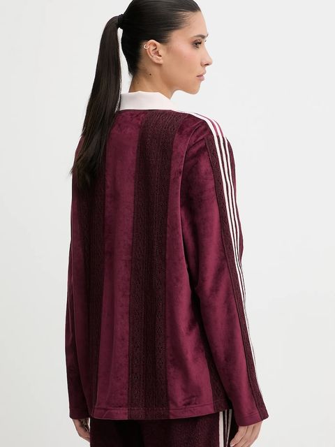 adidas Originals longsleeve welurowy kolor bordowy KS7795