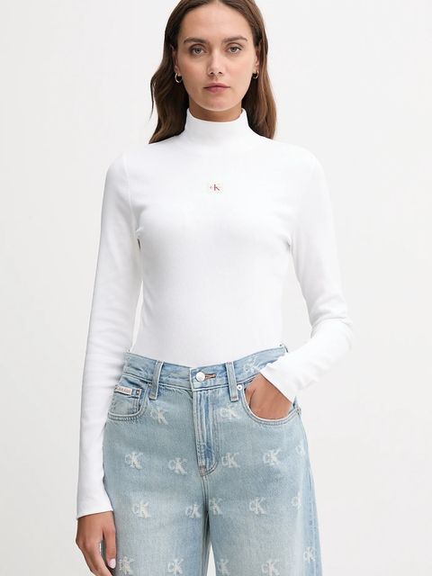 Calvin Klein Jeans longsleeve kolor biały z półgolfem LV047D203G - zdjęcie produktu nr 1