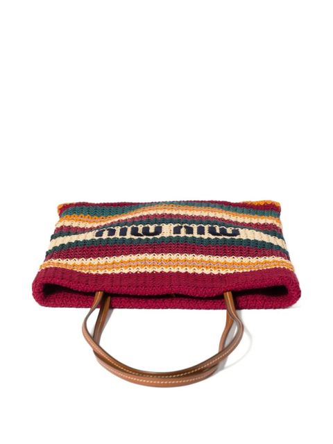 Miu Miu Raffia-effect woven tote bag - Red