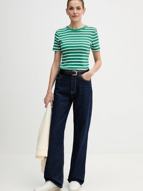 Tommy Hilfiger t-shirt bawełniany damski kolor zielony WW0WW40587 - zdjęcie produktu nr 2