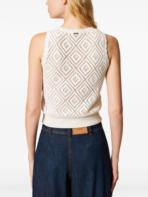 TWINSET diamond-pattern knitted top - White