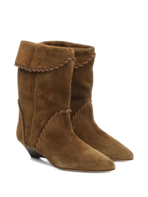 ISABEL MARANT 45mm braided-detail suede boots - Brown