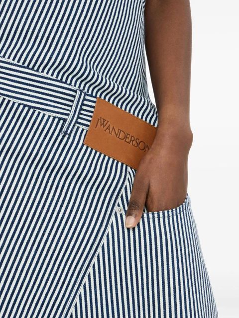 JW Anderson stripe-panel belted dress - Blue