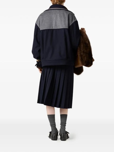 Miu Miu pleated embroidered midi skirt - Blue