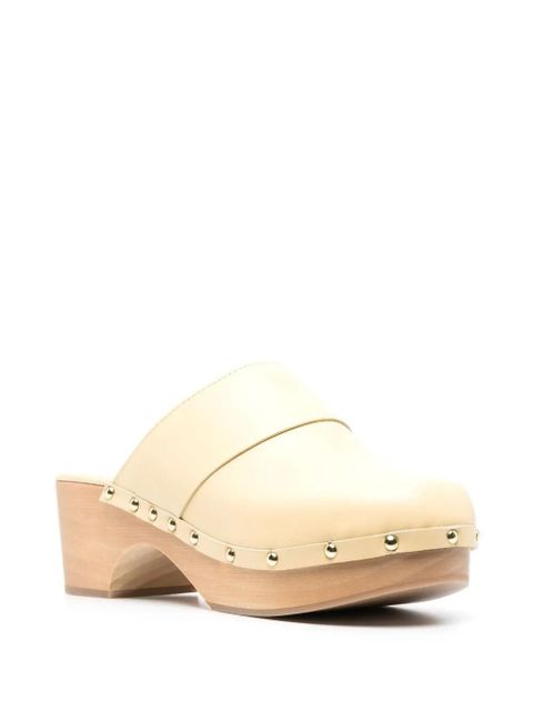 Aeyde Bibi 60mm leather wooden mules - Neutrals