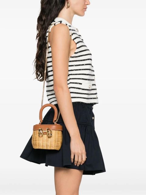 Self-Portrait Rattan Bow Basket tote bag - Neutrals