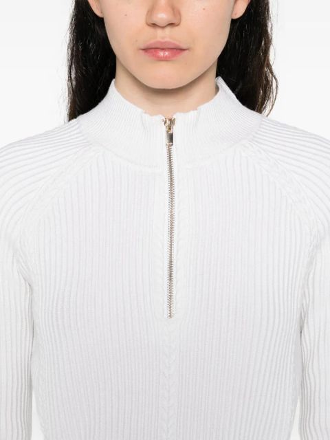 Maje short-zip ribbed sweater - White