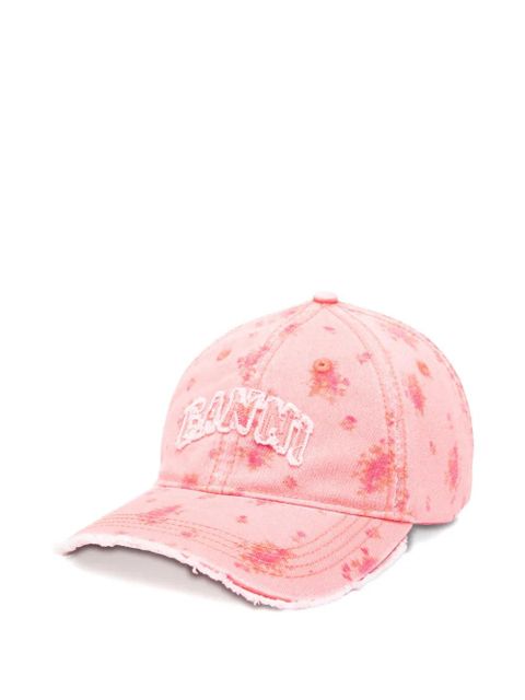 GANNI floral-print frayed baseball cap - Pink - zdjęcie produktu nr 1