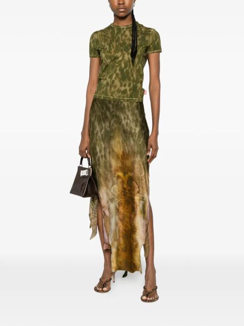 Diesel asymmetric animal-print skirt - Green - zdjęcie produktu nr 2