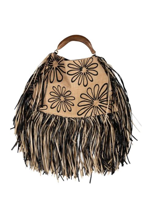 FARM Rio mini fringed floral tote bag - Neutrals - zdjęcie produktu nr 1