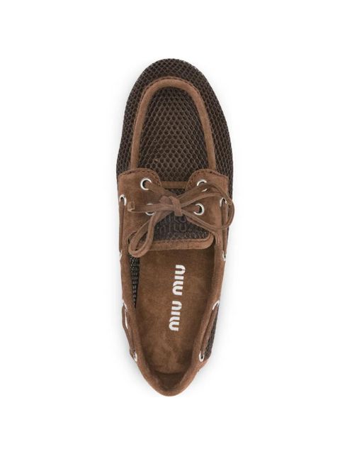 Miu Miu eyelet tie loafers - Brown