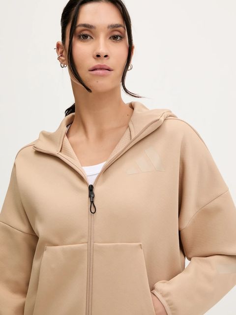 adidas bluza x Z.N.E damska kolor beżowy z kapturem wzorzysta JY5970
