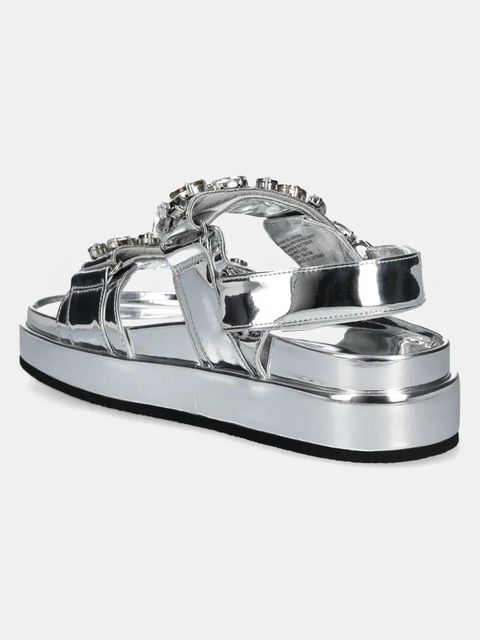 Tory Burch sandały Kira Embellished Sport Sandal damskie kolor srebrny na platformie 164798-020