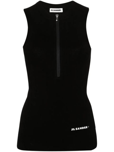 Jil Sander logo-print fine-ribbed tank top - Black - zdjęcie produktu nr 1