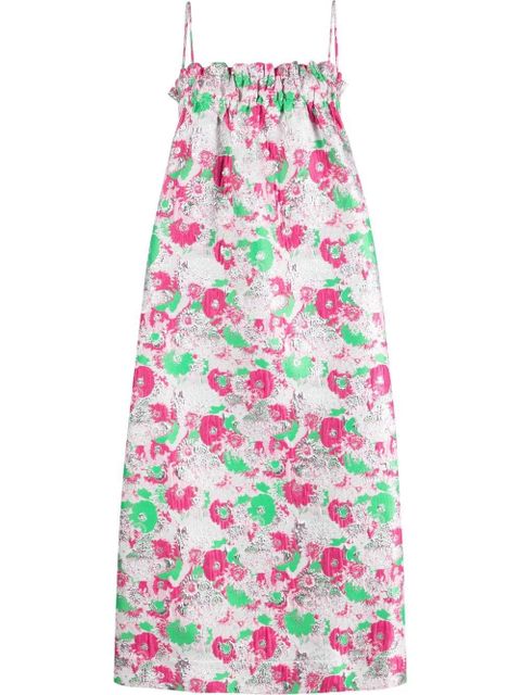 GANNI 3D jacquard strap dress - Pink