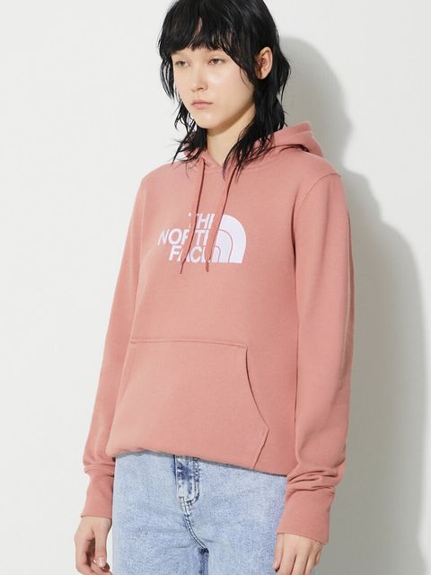 The North Face bluza bawełniana W Drew Peak Pullover Hoodie damska kolor pomarańczowy z kapturem NF0A55ECNXQ1