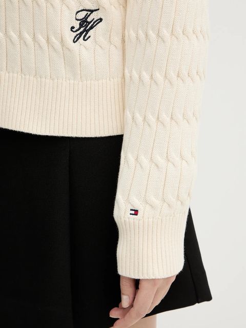 Tommy Hilfiger sweter bawełniany damski kolor beżowy z golfem WW0WW47643