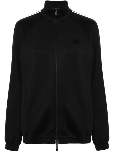 Moncler piped-trim zip-up jersey jacket - Black