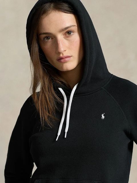 Polo Ralph Lauren bluza damska kolor czarny z kapturem gładka 211943007