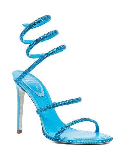 René Caovilla 110mm crystal-embellished spiral-wrap sandals - Blue