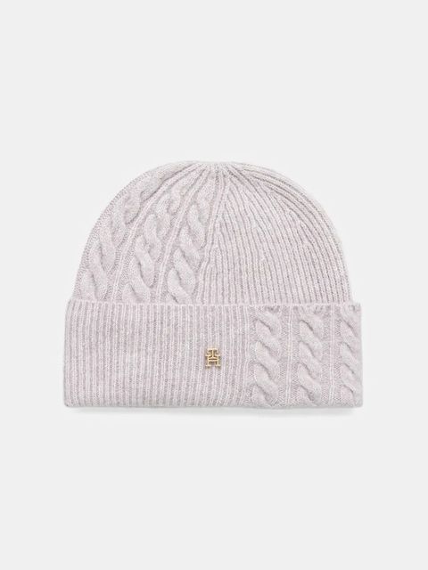 Tommy Hilfiger czapka z dodatkiem wełny kolor fioletowy AW0AW17784 - zdjęcie produktu nr 1