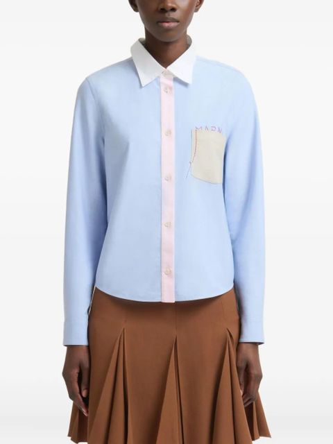 Marni contrast-collar oxford shirt - Blue