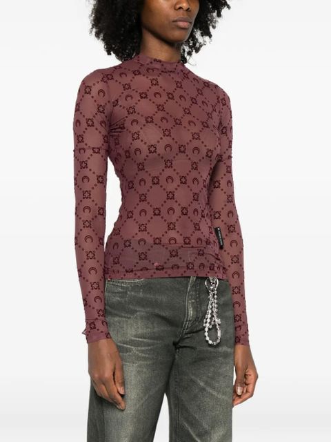 Marine Serre Moonogram long-sleeve top - Red