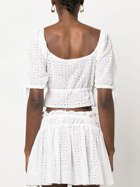 GANNI broderie anglaise organic cotton top - White - zdjęcie produktu nr 2