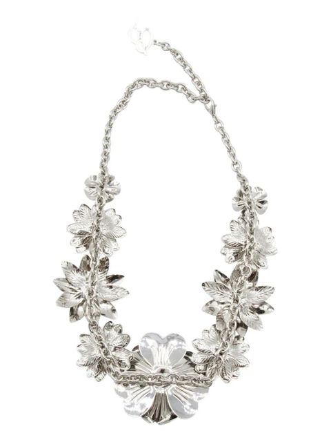 Blumarine floral-embellished chain necklace - Silver