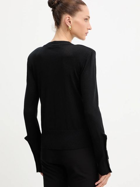 Simona Corsellini kardigan wełniany damski kolor czarny lekki A25CPCRE0201