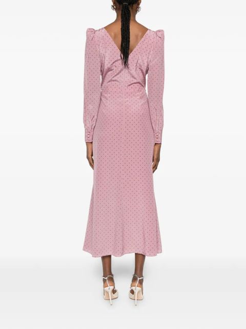 Alessandra Rich ruffled-detail polka-dot mdi dress - Pink