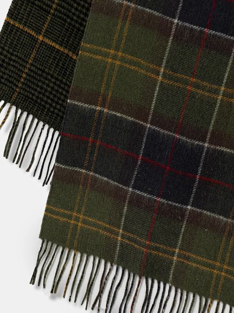 Barbour szalik wełniany kolor zielony wzorzysty USC0401 - zdjęcie produktu nr 2