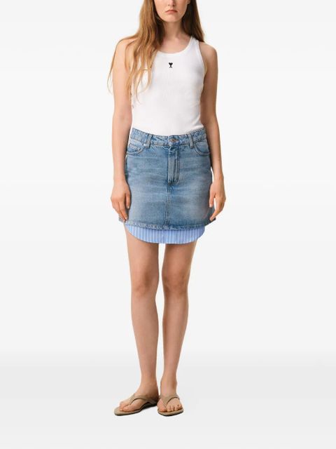 AMI Paris striped insert denim mini skirt - Blue - zdjęcie produktu nr 2