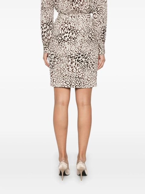 Alessandra Rich leopard-print silk mini skirt - Neutrals