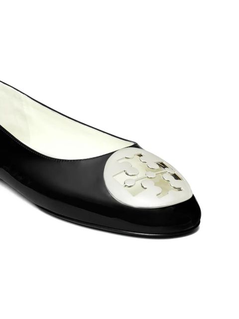 Tory Burch Reva logo-plaque leather ballet flats - Black