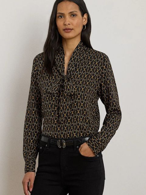 Lauren Ralph Lauren koszula damska kolor czarny regular z kołnierzykiem klasycznym 200979913 - zdjęcie produktu nr 1